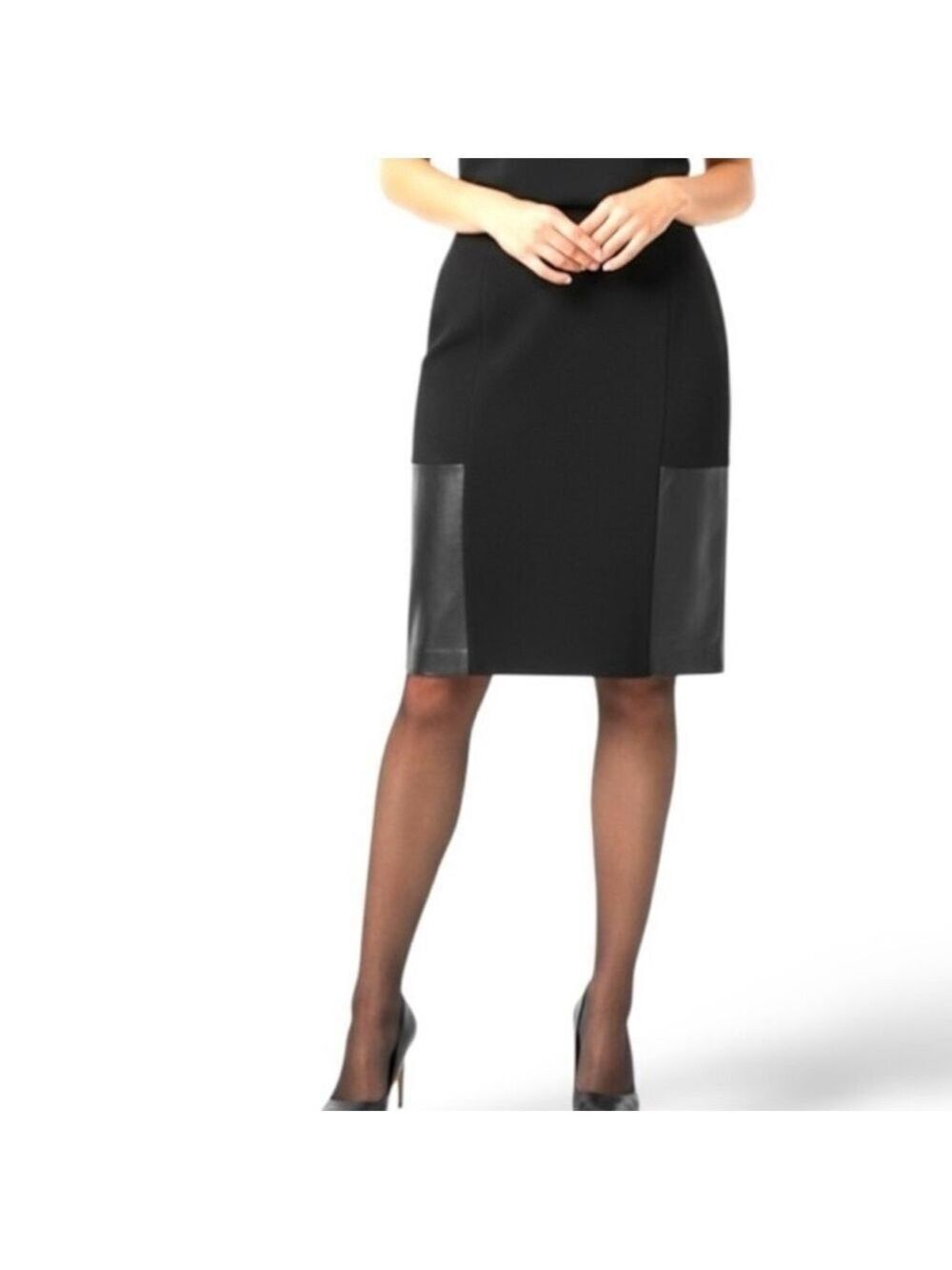 DANIER LEATHER Pencil Skirt Leather Inserts Sz 10